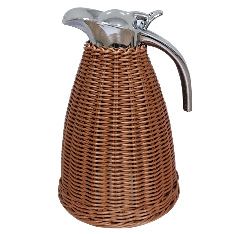 Termos din oțel inoxidabil 304, cu împletitură de ratan, izolație în vid, pentru cafea, călătorii