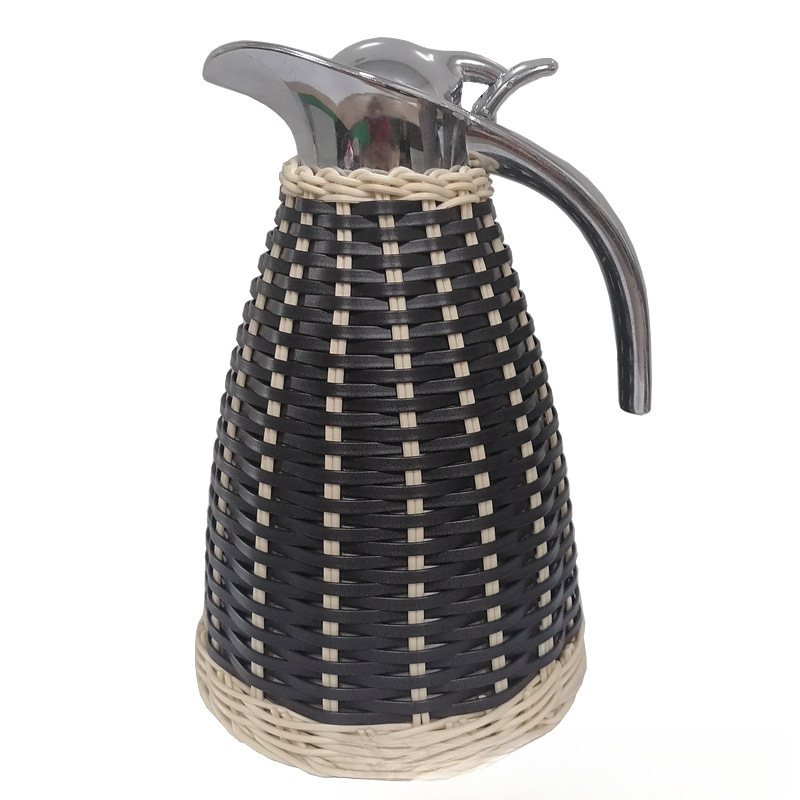 Termos din oțel inoxidabil 304, cu împletitură de ratan, izolație în vid, pentru cafea, călătorii