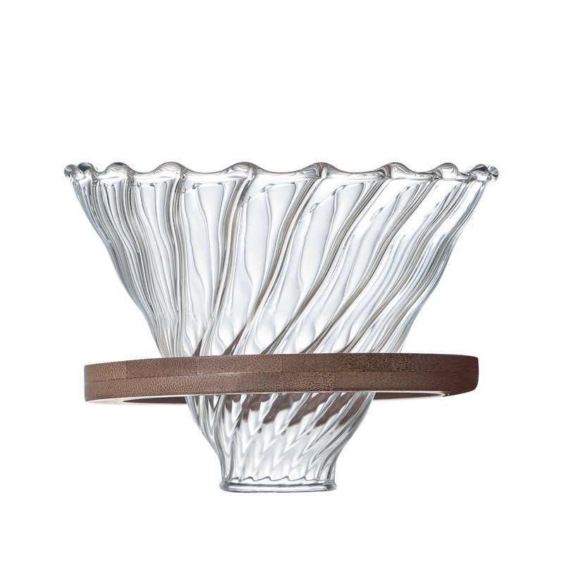 Set cafea din sticlă borosilikată de înaltă calitate cu oală și ceașcă, filtru integrat, stil american pour-over, model cu dungi verticale