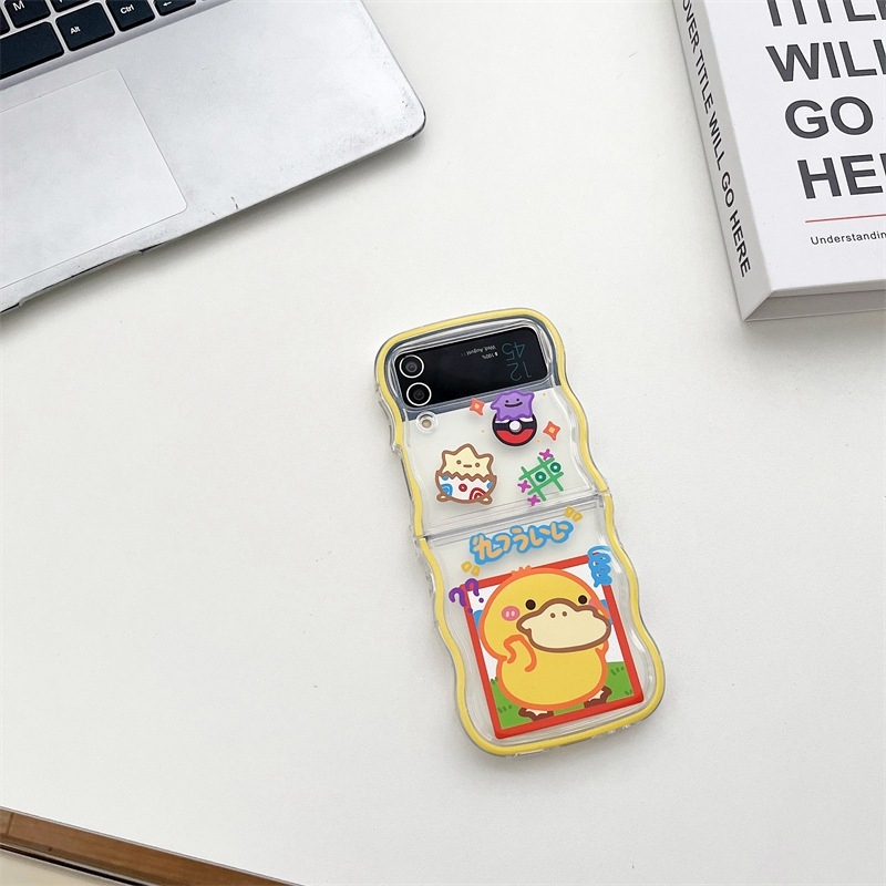 TPU maska s valovitim uzorkom i anime motivom za Samsung Galaxy Z Flip5/4/3