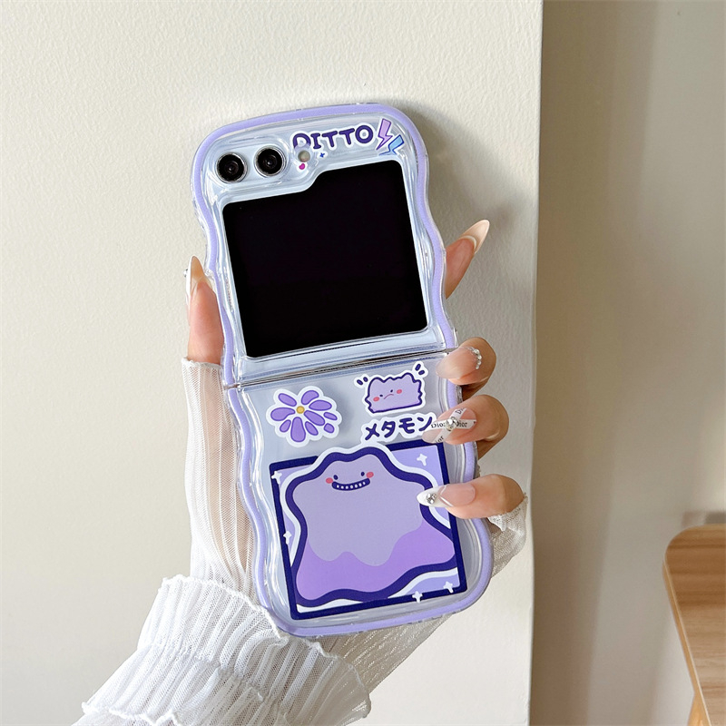 TPU maska s valovitim uzorkom i anime motivom za Samsung Galaxy Z Flip5/4/3