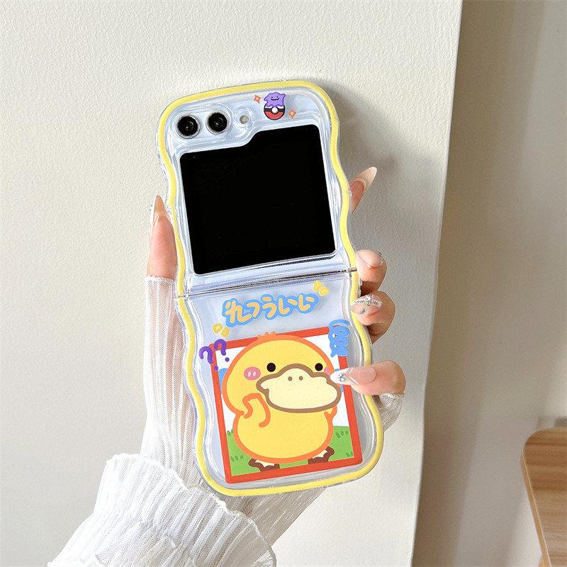 TPU maska s valovitim uzorkom i anime motivom za Samsung Galaxy Z Flip5/4/3