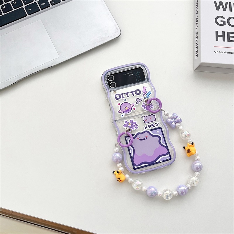 TPU maska s valovitim uzorkom i anime motivom za Samsung Galaxy Z Flip5/4/3