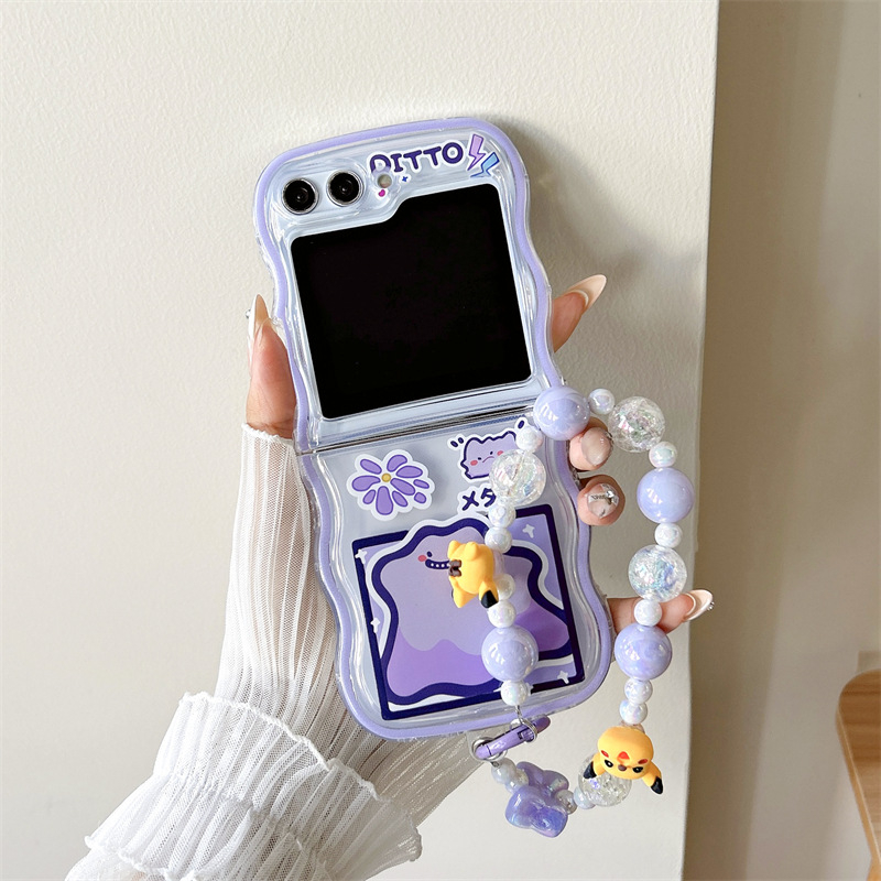 TPU maska s valovitim uzorkom i anime motivom za Samsung Galaxy Z Flip5/4/3