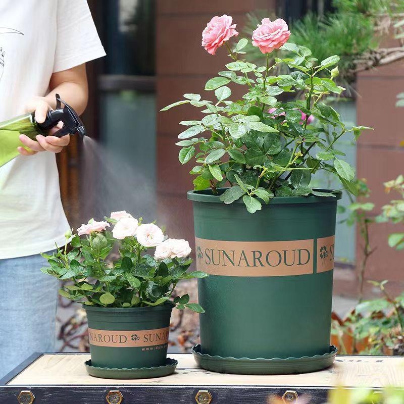 Ghiveci din plastic, dimensiune galon, potrivit pentru balcon și sufragerie, pentru plante verzi și trandafiri, extra-large, cu pereți groși