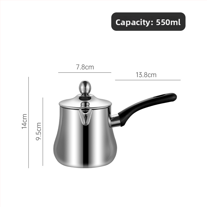 Set din oțel inoxidabil pentru cafea: cești de cafea, ceainic pentru infuzie, moka pot, vas pour-over, ibric turcesc și ustensile de cafea