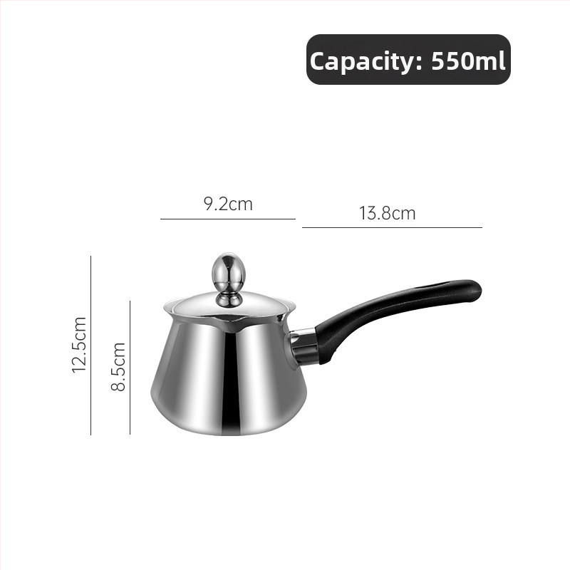 Set din oțel inoxidabil pentru cafea: cești de cafea, ceainic pentru infuzie, moka pot, vas pour-over, ibric turcesc și ustensile de cafea