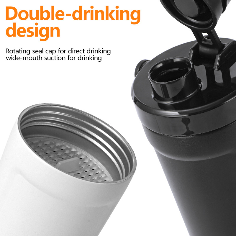 Cană pentru mașină cu mâner, capacitate mare, shaker din oțel inoxidabil, design minimalist
