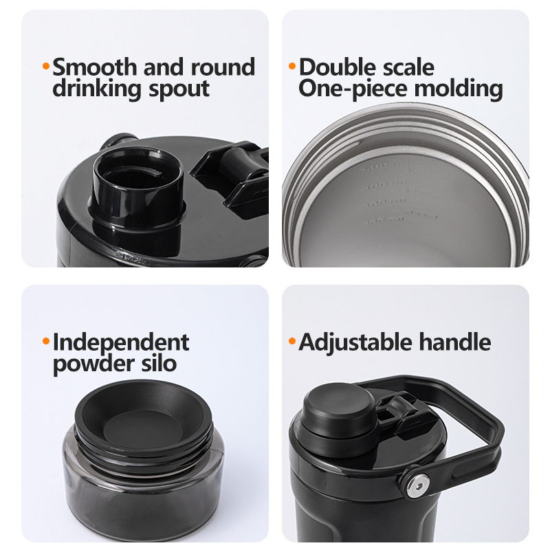 Cană pentru mașină cu mâner, capacitate mare, shaker din oțel inoxidabil, design minimalist