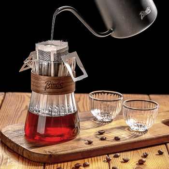 Bincoo Set cafea cu cană cu dungi pentru preparare manuală, filtru de cafea, ceainic Cloud și ceașcă japoneză pentru cold brew