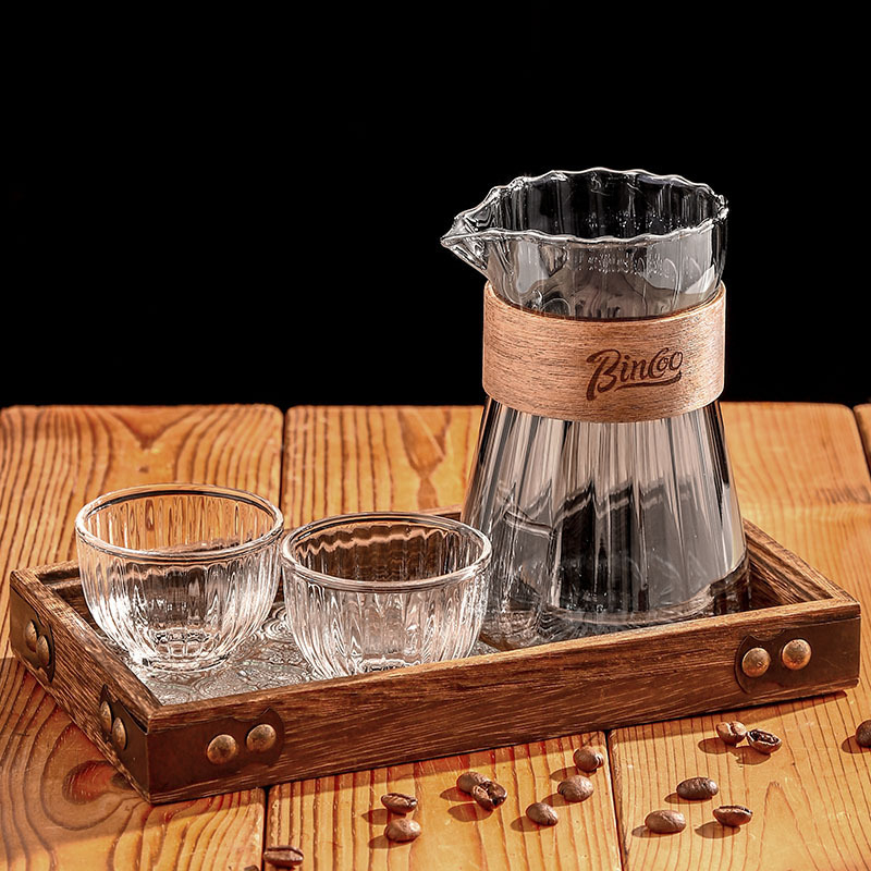 Bincoo Set cafea cu cană cu dungi pentru preparare manuală, filtru de cafea, ceainic Cloud și ceașcă japoneză pentru cold brew