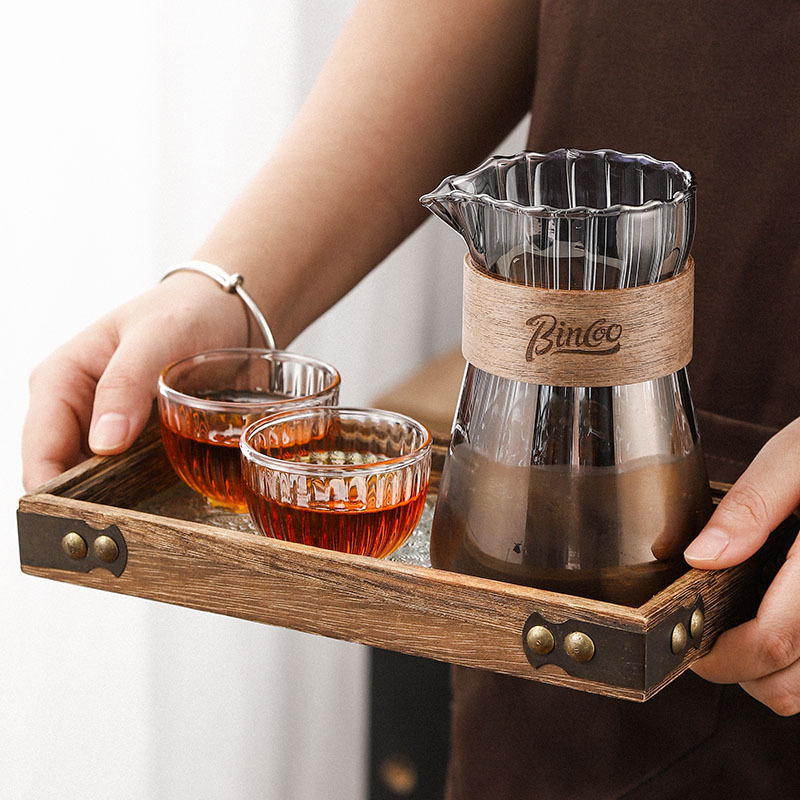 Bincoo Set cafea cu cană cu dungi pentru preparare manuală, filtru de cafea, ceainic Cloud și ceașcă japoneză pentru cold brew