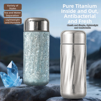 Cană din titan pur, cu pereți dubli, izolată, portabilă, 200 ml, pentru ceai