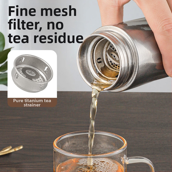 Cană din titan pur, cu pereți dubli, izolată, portabilă, 200 ml, pentru ceai