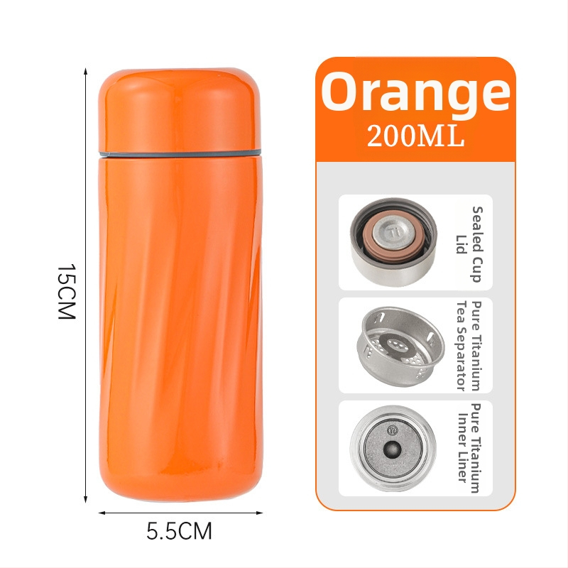 Cană din titan pur, cu pereți dubli, izolată, portabilă, 200 ml, pentru ceai