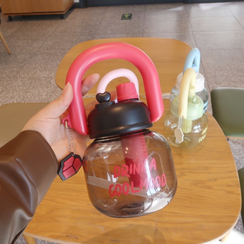 Termos pentru copii 900 ml, cu curea de umăr, design cu corp mare, interior din oțel inoxidabil 304, exterior din oțel inoxidabil 201, cu pai și capac filetat