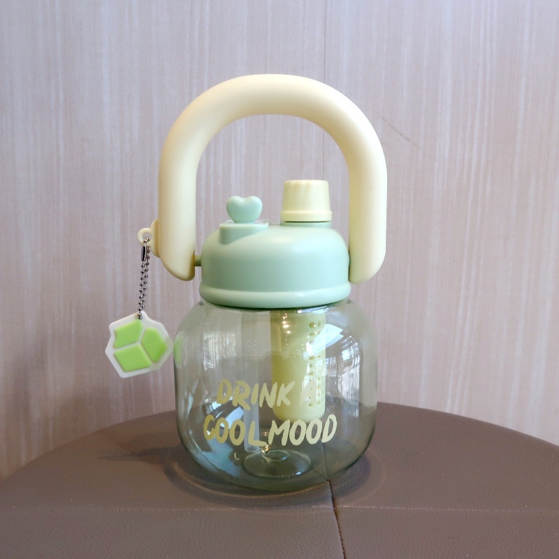 Termos pentru copii 900 ml, cu curea de umăr, design cu corp mare, interior din oțel inoxidabil 304, exterior din oțel inoxidabil 201, cu pai și capac filetat