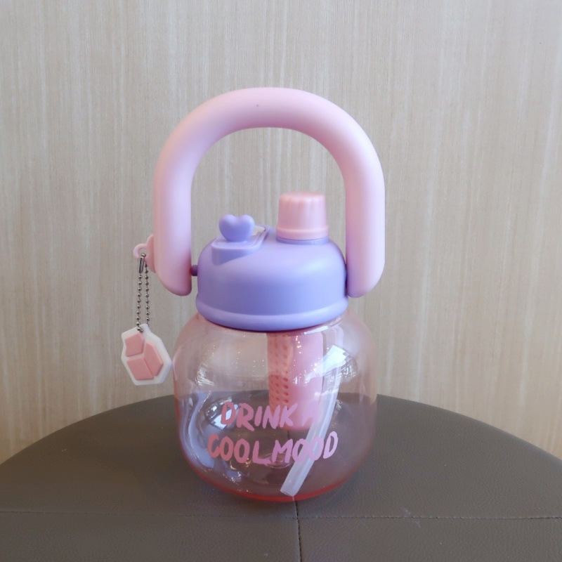 Termos pentru copii 900 ml, cu curea de umăr, design cu corp mare, interior din oțel inoxidabil 304, exterior din oțel inoxidabil 201, cu pai și capac filetat