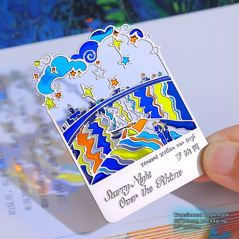 Semn de carte translucid, cu design decupat la laser și lac transparent - accesoriu de papetărie, realizat manual, de înaltă calitate