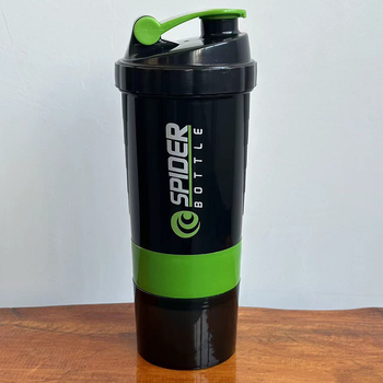 Shaker cu trei straturi pentru pudră proteică – recipient din plastic, rezistent la căldură, cu capac de amestecare