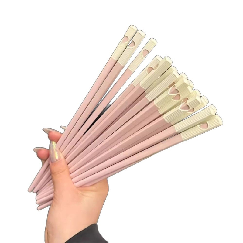Bețișoare de plastic pentru mâncare, design drăguț roz în formă de inimă, pentru hot pot, uz casnic, 5 perechi, antiderapante