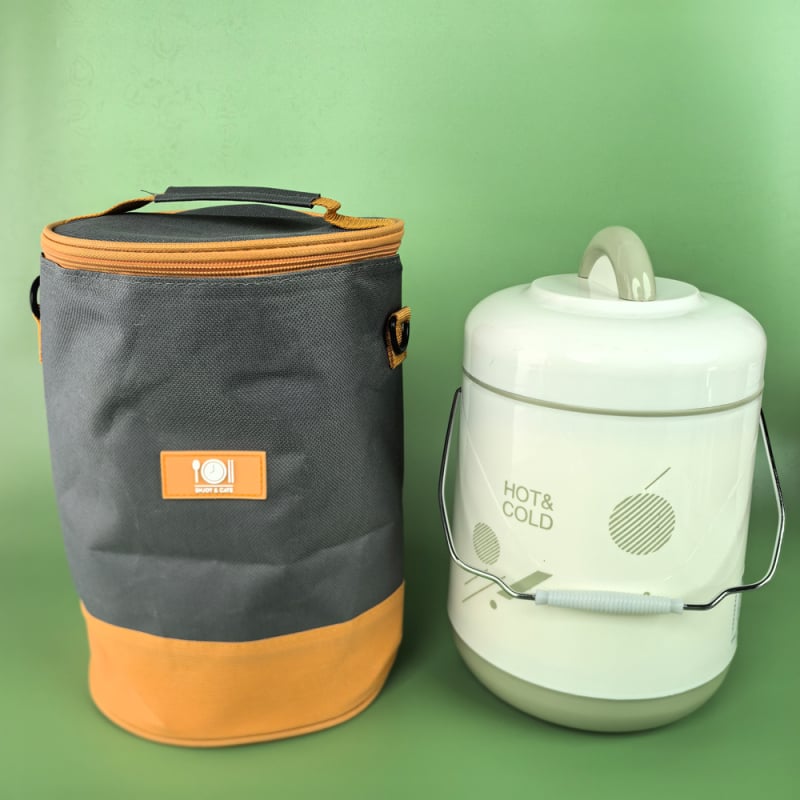 B338 Cutie termo cu interior din sticlă – set portabil pentru prânz, cu recipient din sticlă și bol pentru supă