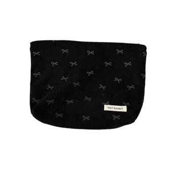 Corduroy kozmetička torbica s mašnicom, prijenosna clutch torbica, velika kapaciteta, unisex pohranjivanje