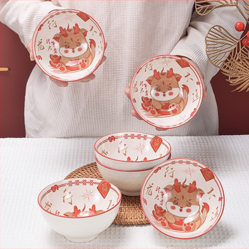 Set ceramic cu bol și bețișoare – Anul Dragonului