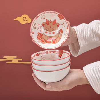 Set ceramic cu bol și bețișoare – Anul Dragonului