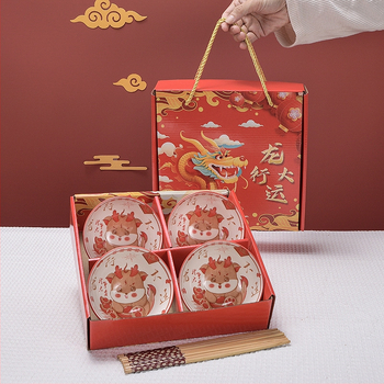 Set ceramic cu bol și bețișoare – Anul Dragonului