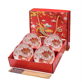 Set ceramic cu bol și bețișoare – Anul Dragonului