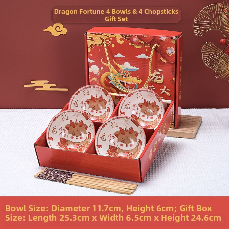 Set ceramic cu bol și bețișoare – Anul Dragonului