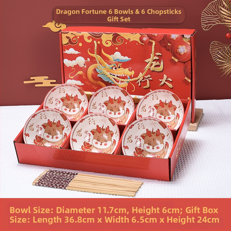 Set ceramic cu bol și bețișoare – Anul Dragonului