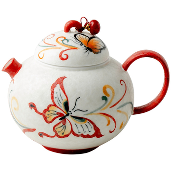 Ceainic ceramic pictat manual, corp rotund, cu model de pene, capac în stil gaiwan, pentru prepararea ceaiului acasă
