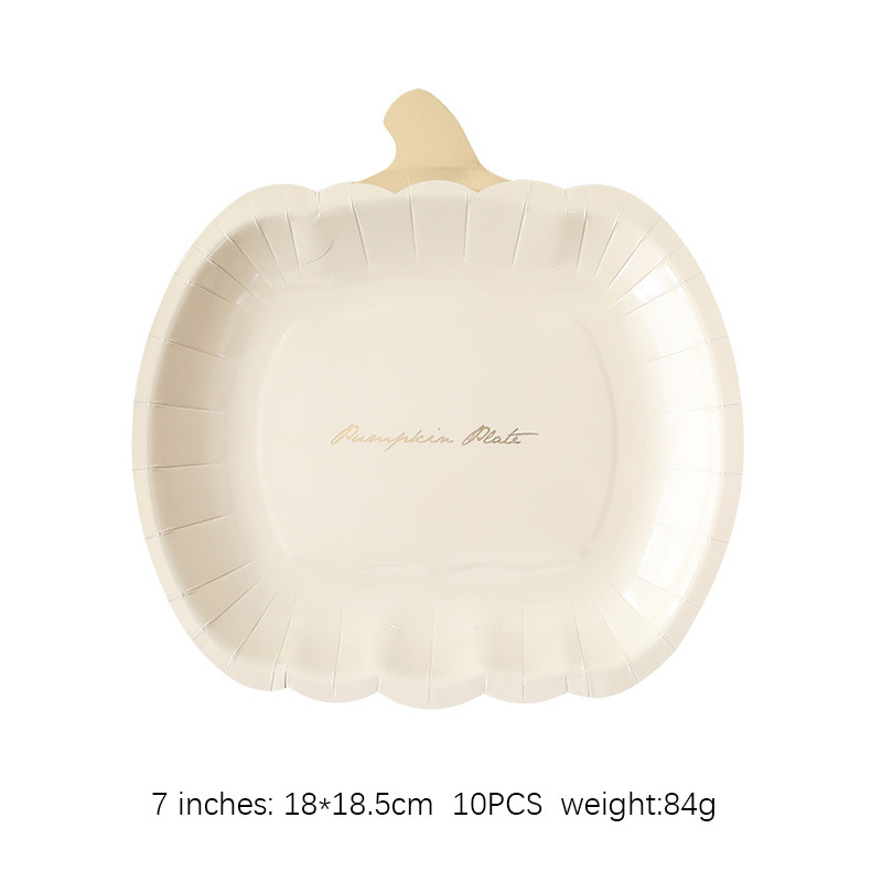 Farfurii de hârtie de unică folosință, cu temă dovleac, de 7 inch, pentru petrecerea de ziua de naștere și masa de desert