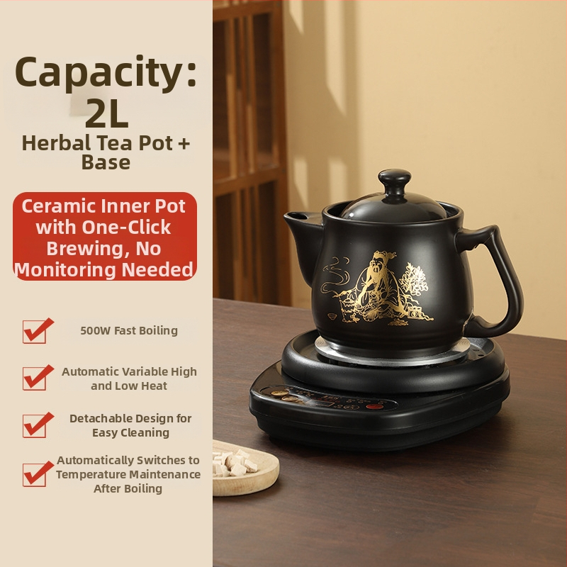 Shan Youjia YB-701 Oală electrică automată pentru decocturi, vas ceramic interior, 3-4 L, 500-1000 W, programabil pentru decocturi din plante