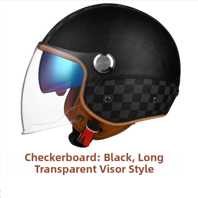 3C-certifikovaná retro kožená prilba na motorku s Bluetooth, unisex, poloprilba s dvojitým štítom, ABS