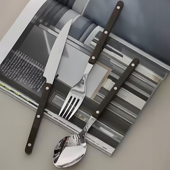 Set tacâmuri Western, trei piese: cuțit, furculiță și lingură, din oțel inoxidabil 304, clasă alimentară, portabil