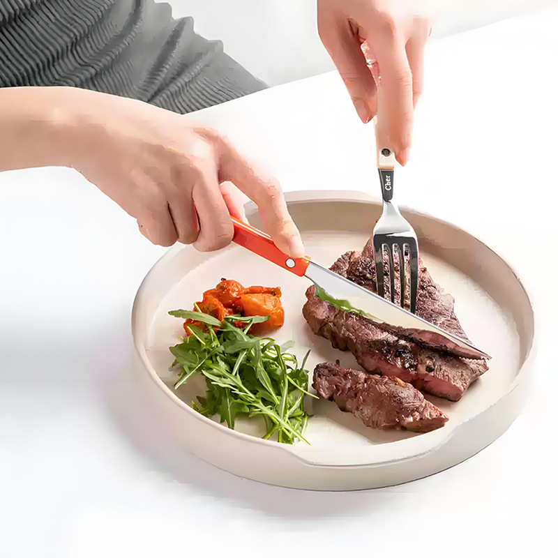 Set tacâmuri Western, trei piese: cuțit, furculiță și lingură, din oțel inoxidabil 304, clasă alimentară, portabil