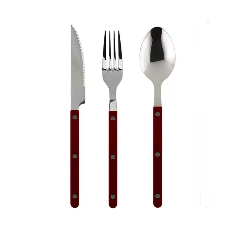 Set tacâmuri Western, trei piese: cuțit, furculiță și lingură, din oțel inoxidabil 304, clasă alimentară, portabil