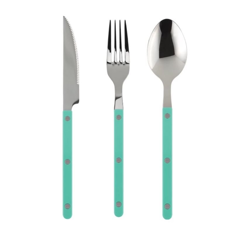 Set tacâmuri Western, trei piese: cuțit, furculiță și lingură, din oțel inoxidabil 304, clasă alimentară, portabil