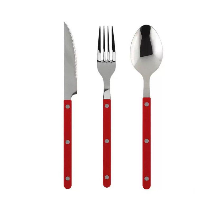 Set tacâmuri Western, trei piese: cuțit, furculiță și lingură, din oțel inoxidabil 304, clasă alimentară, portabil
