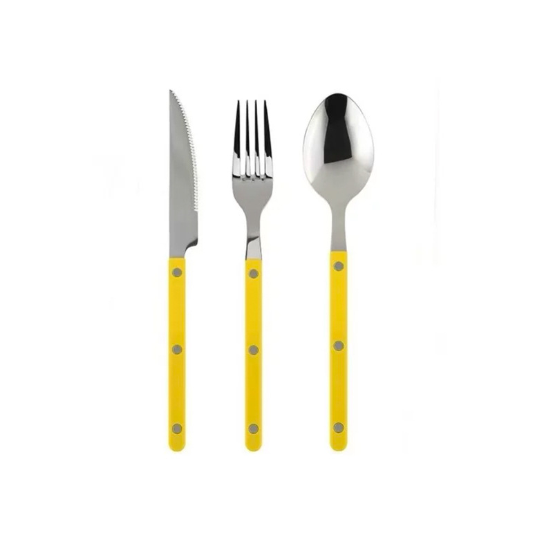 Set tacâmuri Western, trei piese: cuțit, furculiță și lingură, din oțel inoxidabil 304, clasă alimentară, portabil