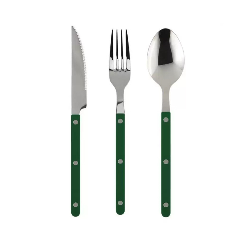 Set tacâmuri Western, trei piese: cuțit, furculiță și lingură, din oțel inoxidabil 304, clasă alimentară, portabil