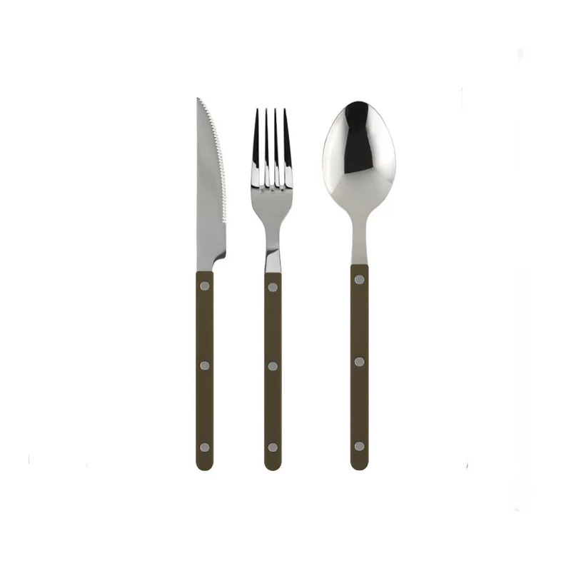 Set tacâmuri Western, trei piese: cuțit, furculiță și lingură, din oțel inoxidabil 304, clasă alimentară, portabil