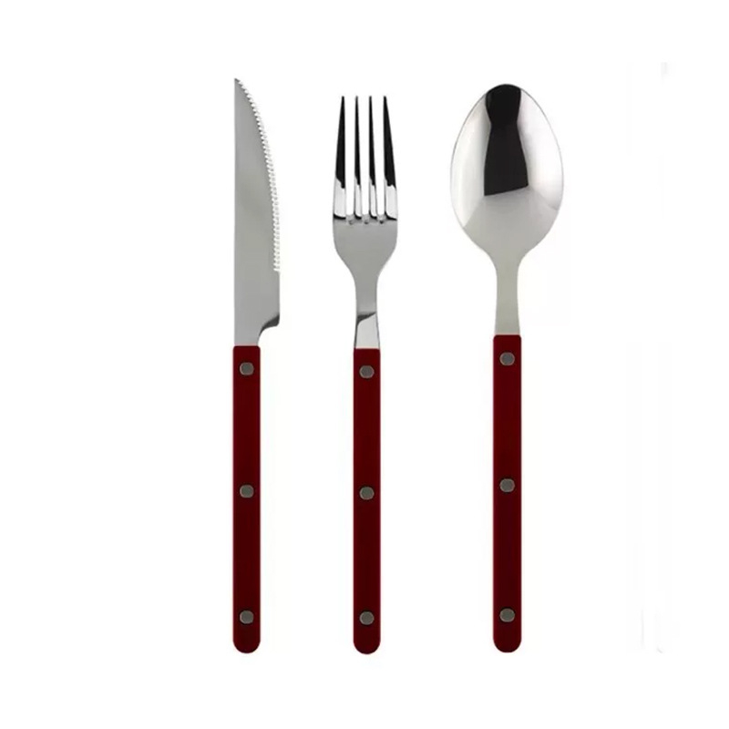 Set tacâmuri Western, trei piese: cuțit, furculiță și lingură, din oțel inoxidabil 304, clasă alimentară, portabil
