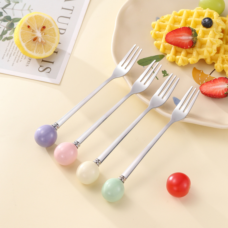 Set tacâmuri pentru fructe pentru uz casnic, furculițe și linguri de desert, cu borcan ceramic de depozitare, oțel inoxidabil 304
