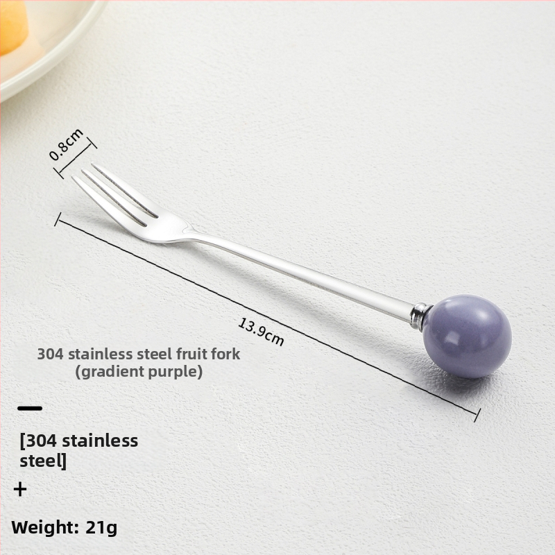 Set tacâmuri pentru fructe pentru uz casnic, furculițe și linguri de desert, cu borcan ceramic de depozitare, oțel inoxidabil 304