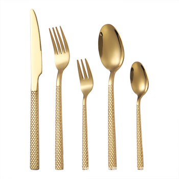 Set de tacâmuri din oțel inoxidabil 410 cu model solzi de dragon și solzi de pește, mânere pătrate – cuțit, furculiță și lingură pentru bucătărie occidentală