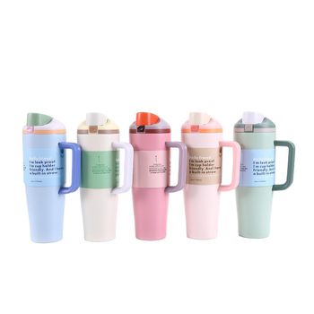 Cana termică pentru mașină cu mâner, 40 oz, oțel inoxidabil 304 în interior, 201 în exterior, capacitate mare